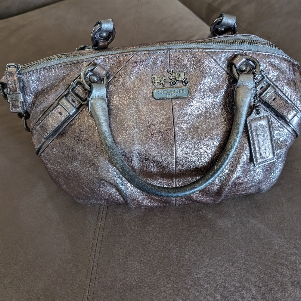 Coach Brown Satchel with Signature Logo and Double Handles